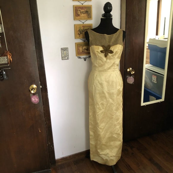 Handmade vintage Gold dress - Picture 2 of 12